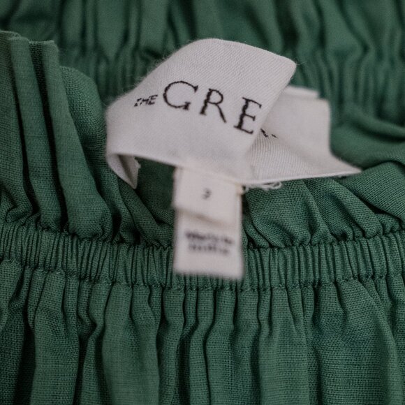 SzM “The Great" Green Puff Sleeve Prim Top  - EUC - Picture 3 of 6